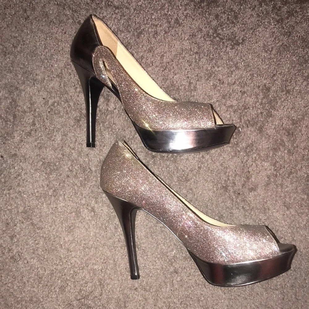 Marc Fisher glittery peep toe heels